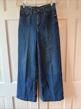 GAP High Rise Stride Dark Blue Wide-Leg Jeans Size 2